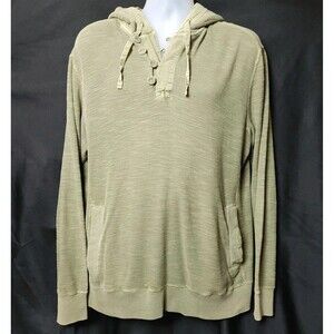 Fossil Y2K Mens Knit Hoodie Henley w Pockets Surfer Boarder Green Size L HTF VGC